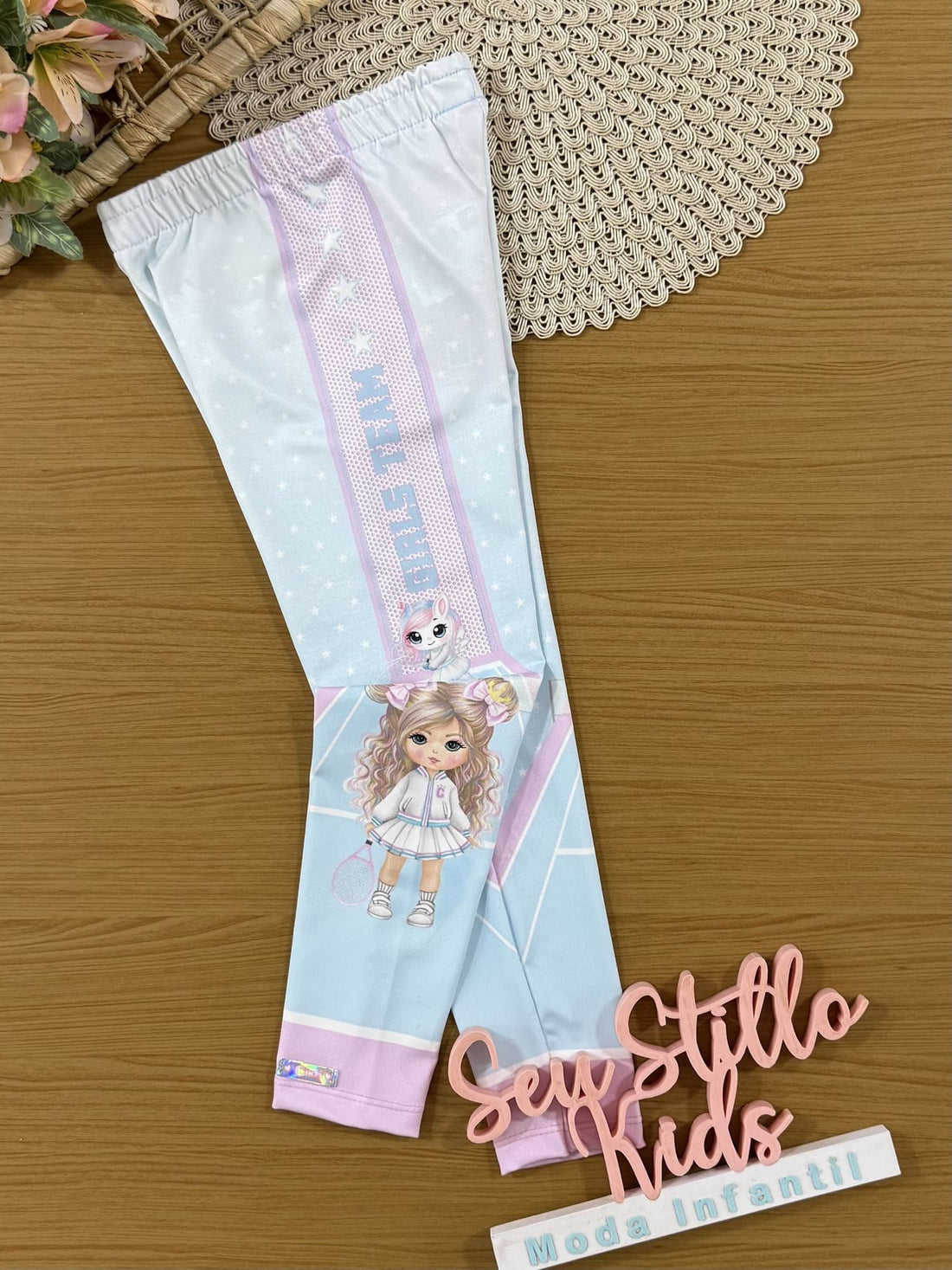 Calça Legging Infantil Cinti Verão Azul Menininha Tênista