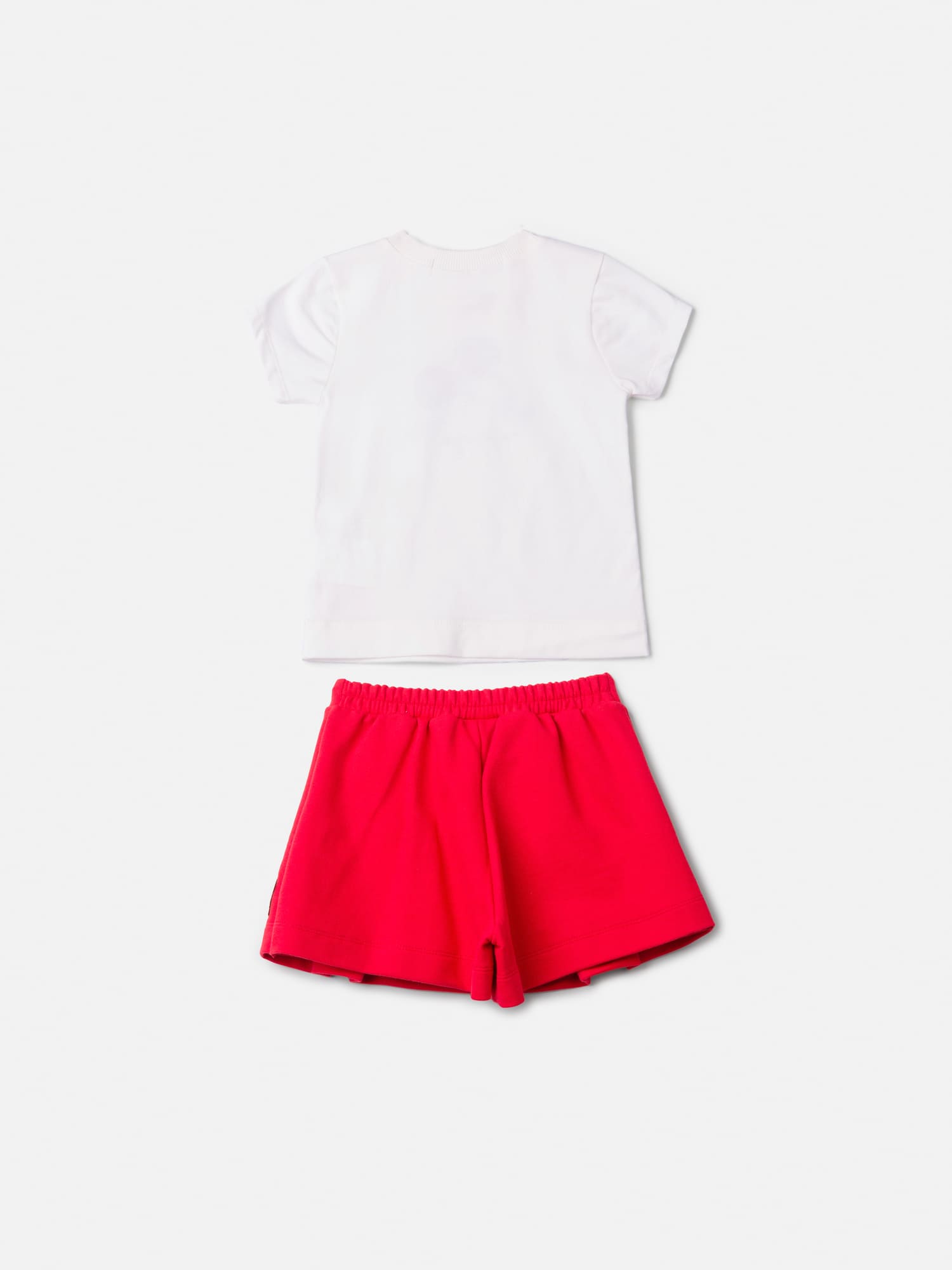 Conjunto Infantil Animê Verão com Shorts Saia Vermelho e Blusa Branca Minnie com Strass Disney