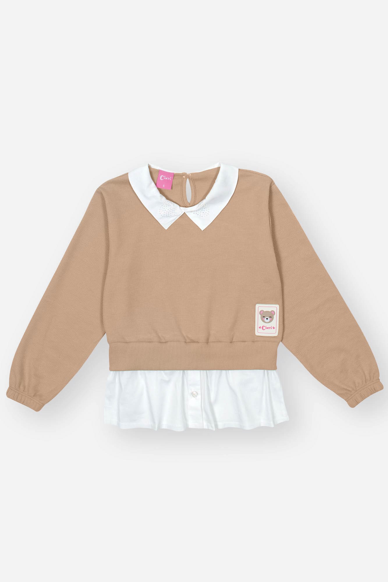 Conjunto Infantil Cinti Inverno com Calça e Casaco Bege com Strass