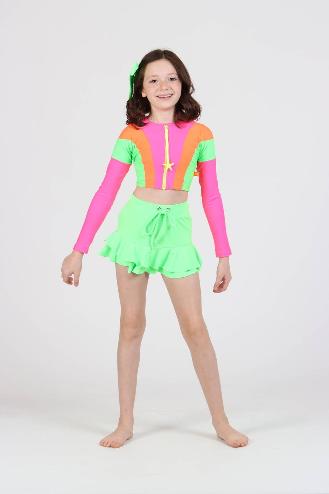 Saia Infantil Siri Kids Julia Verde Neon 40064