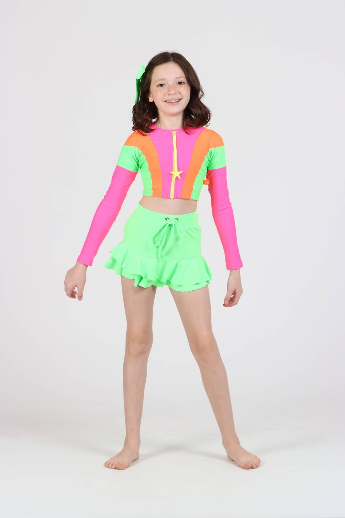 Saia Infantil Siri Kids Julia Verde Neon 40064