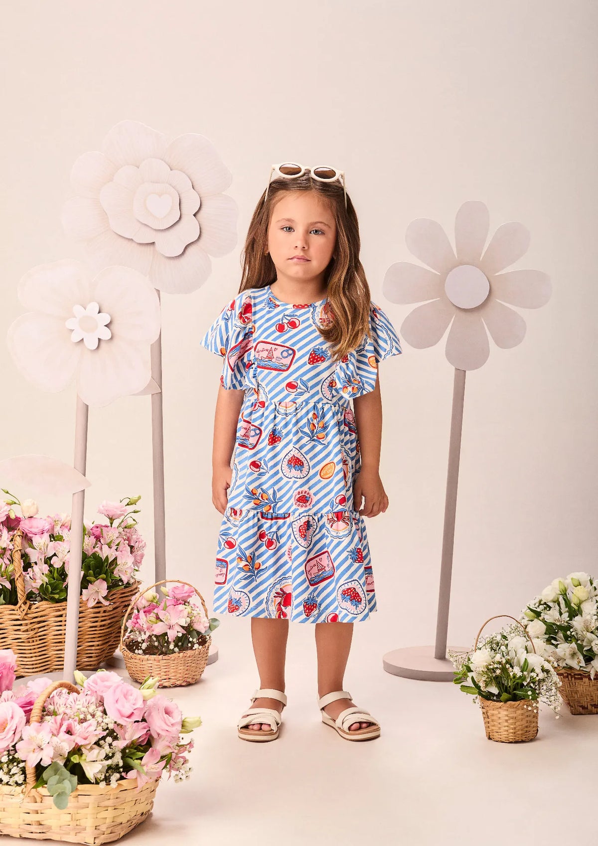 Vestido Infantil Momi Listrado Azul