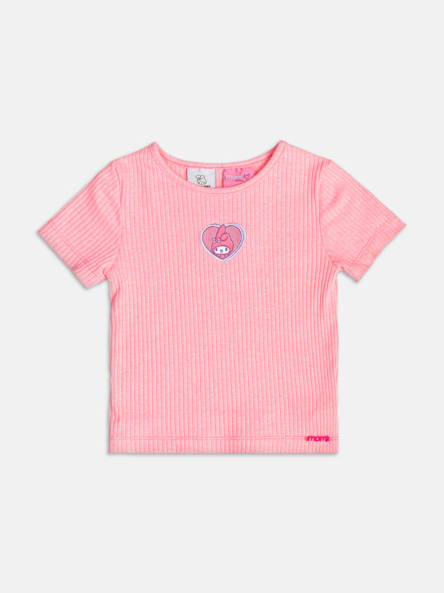 Blusa Infantil Momi Verão Rosa Neon My Melody