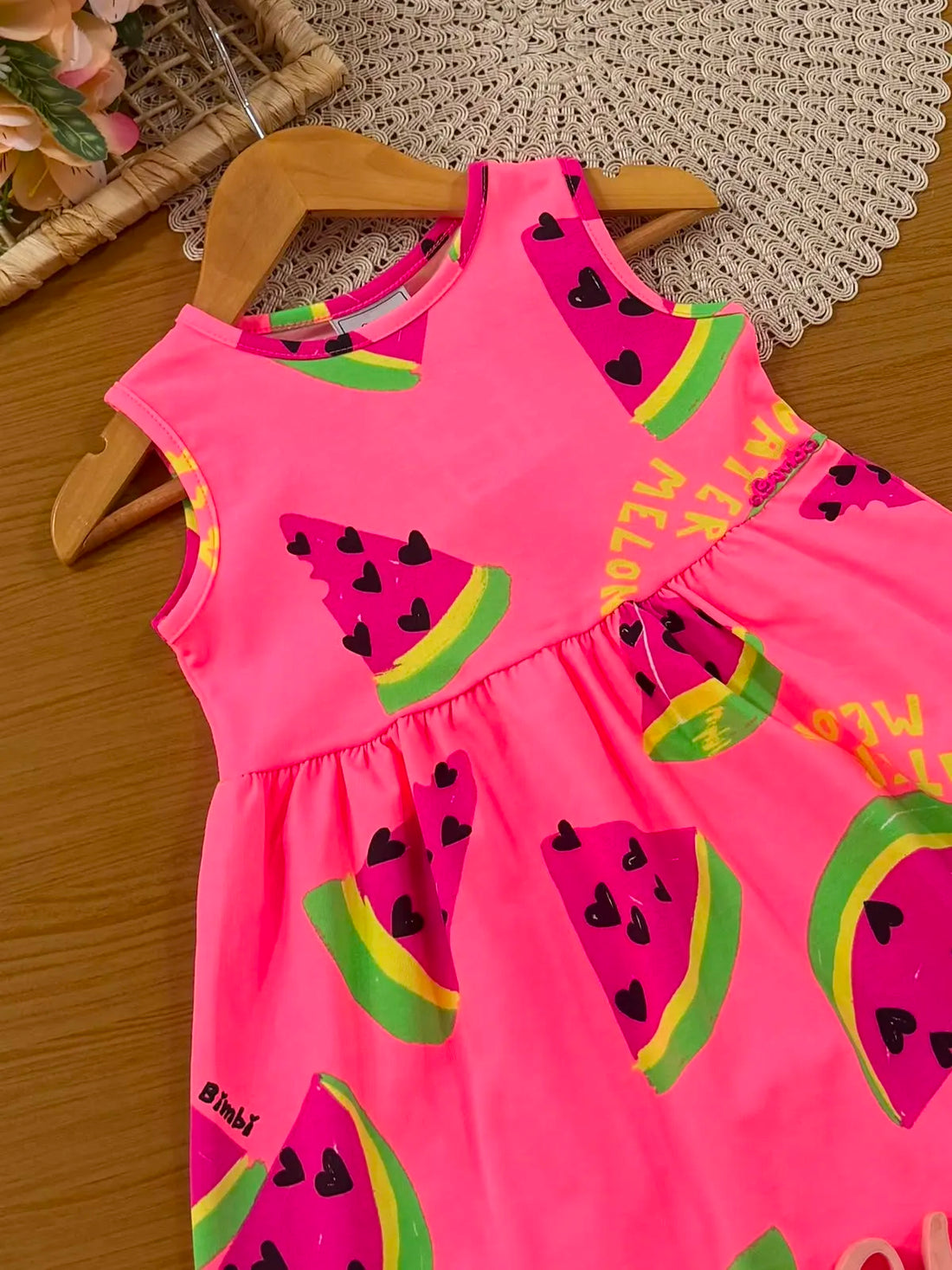 Vestido Infantil Bimbi Salmão Melancias