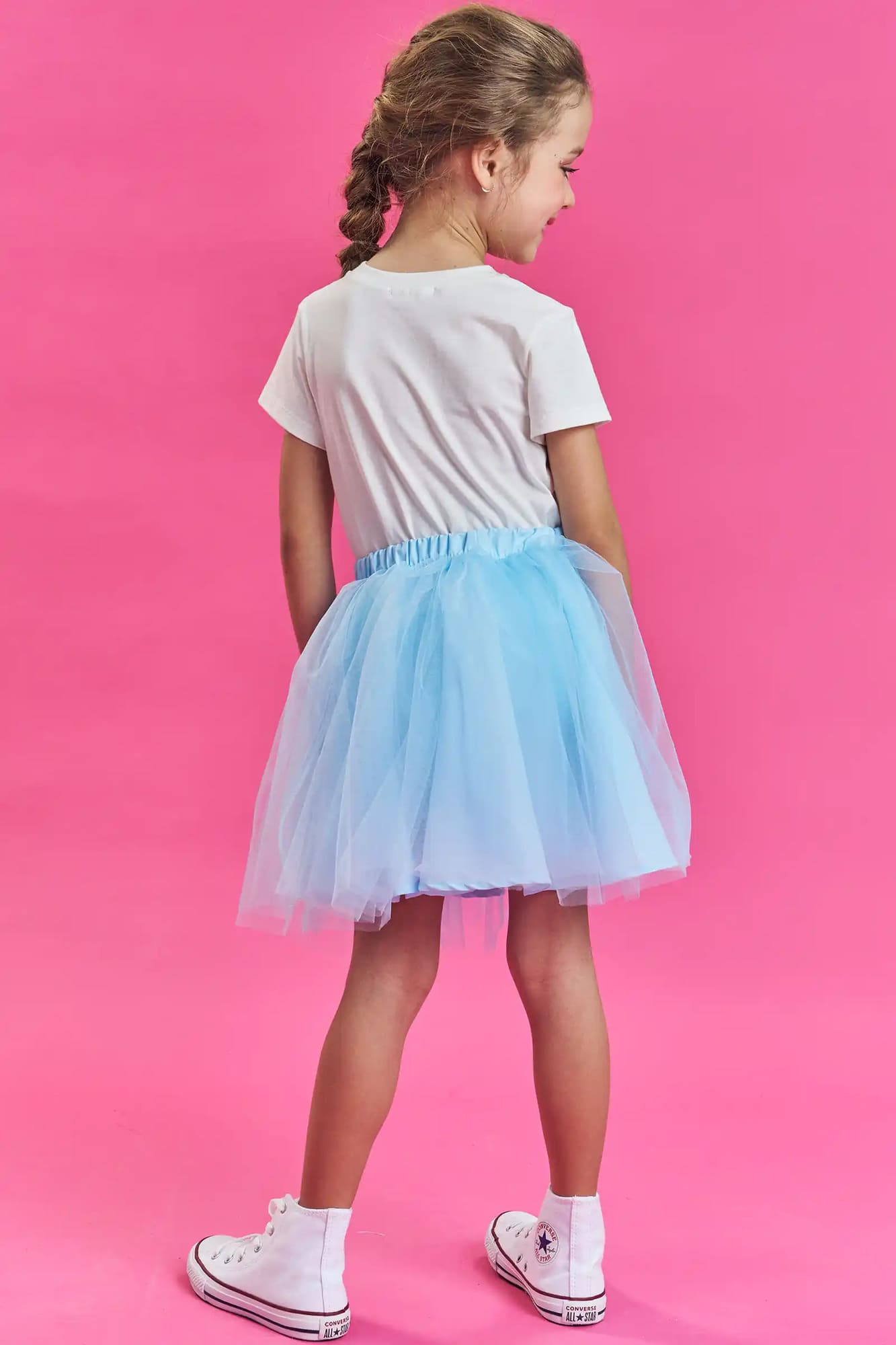 Saia Infantil Kukiê Verão em Tule Azul