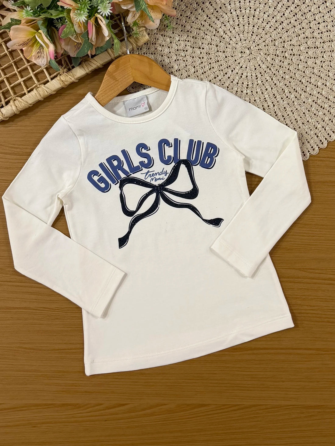 Conjunto Infantil Momi Inverno com Shorts Saia Azul e Blusa Manga Longa Girls Club
