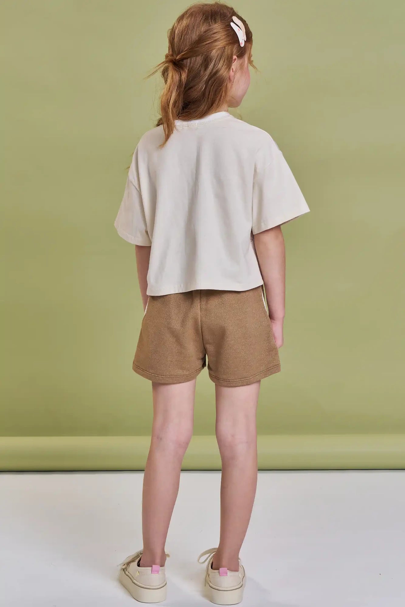 Conjunto Infantil Kukiê Inverno com Shorts Marrom e Blusa Manga Curta Alecrim