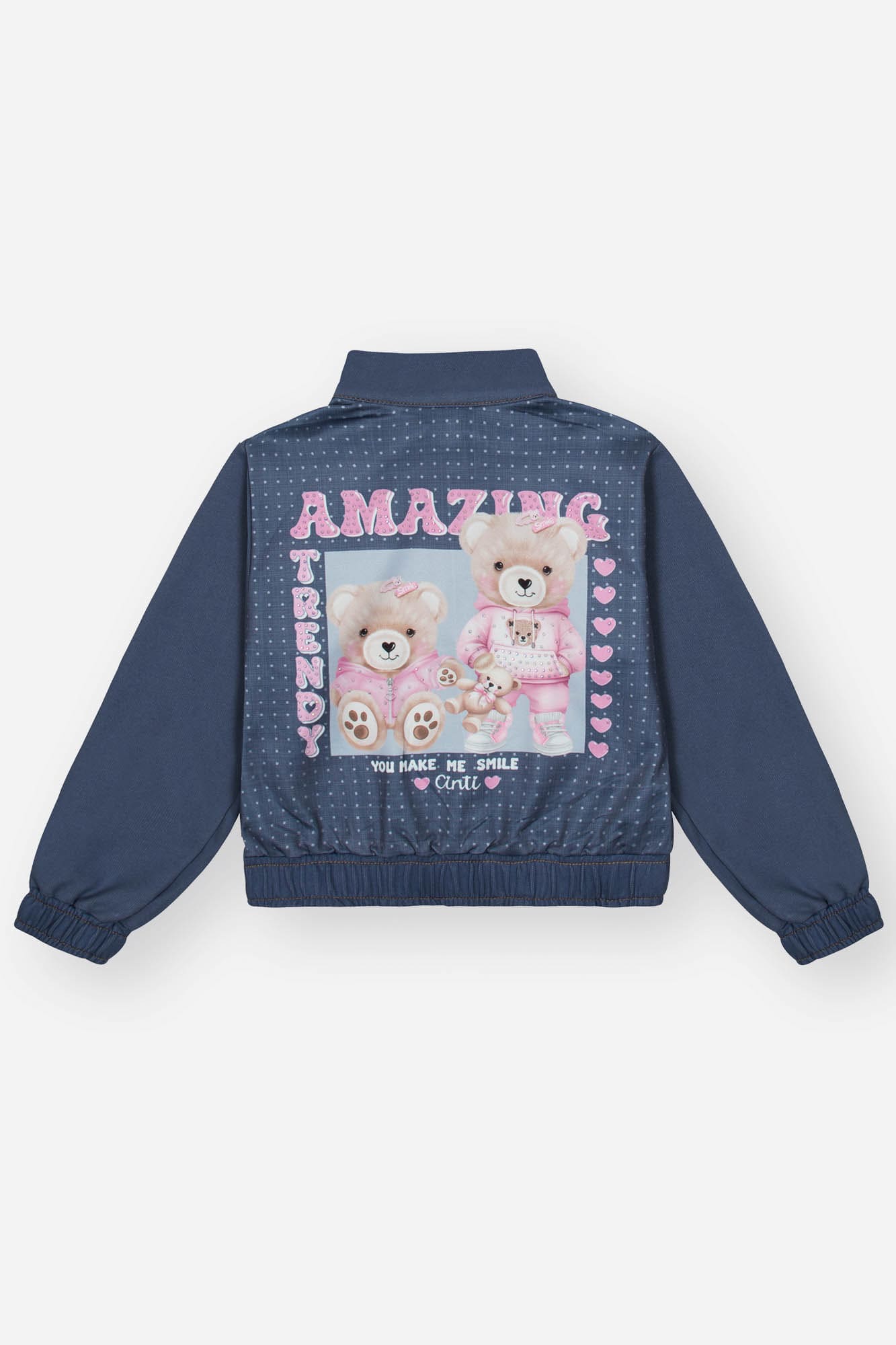 Conjunto Infantil Cinti Inverno com Calça e Jaqueta Jeans Ursinhos