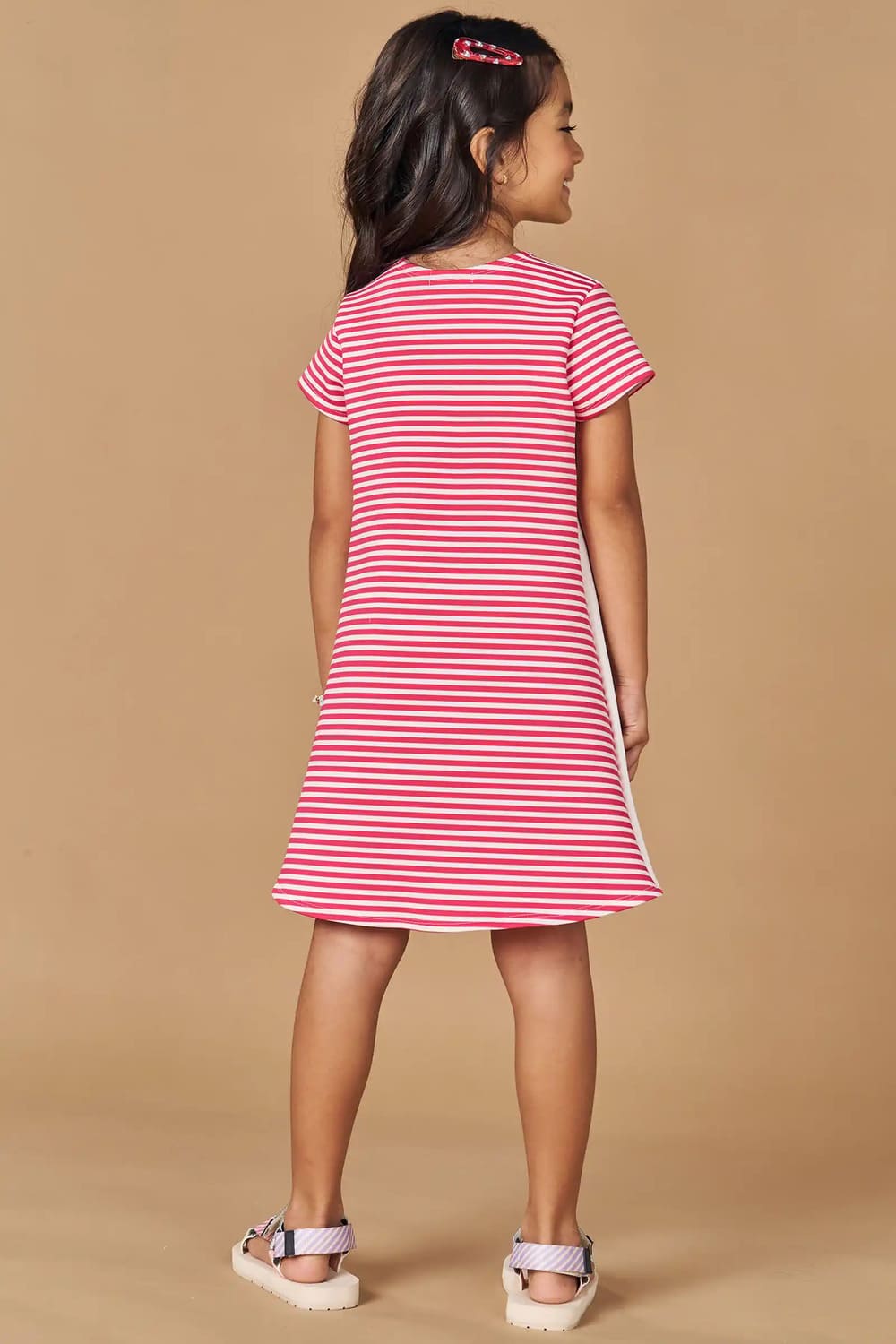 Vestido Infantil Kukie Verão Branco e Rosa Ursinhos