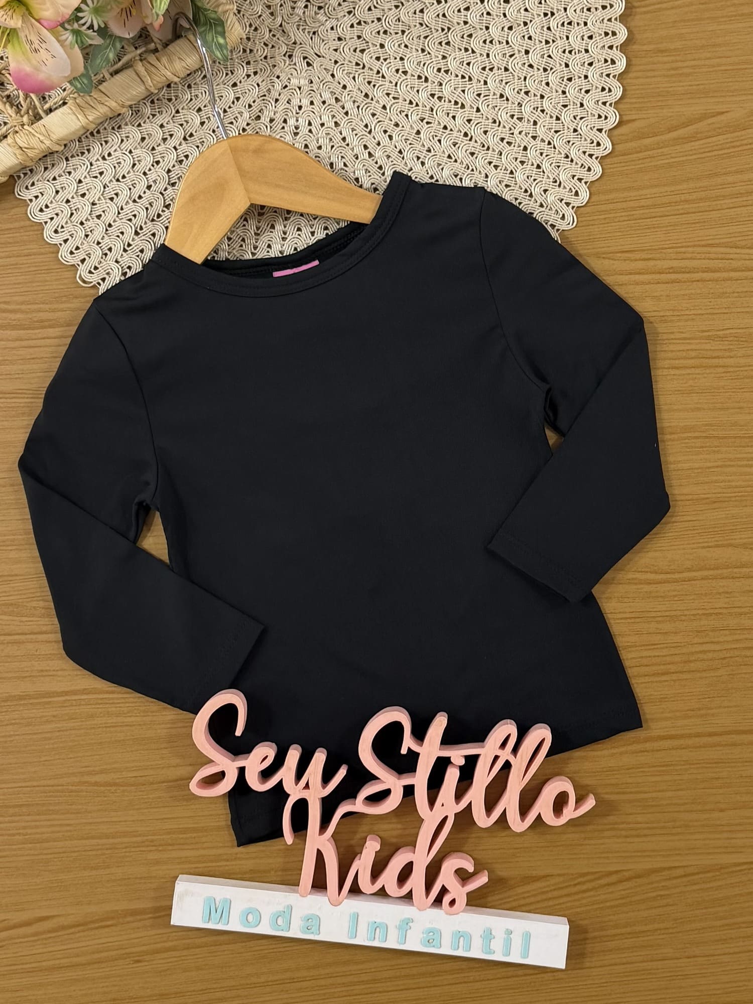 Blusa Infantil Cinti Inverno Manga Longa Térmica Preta