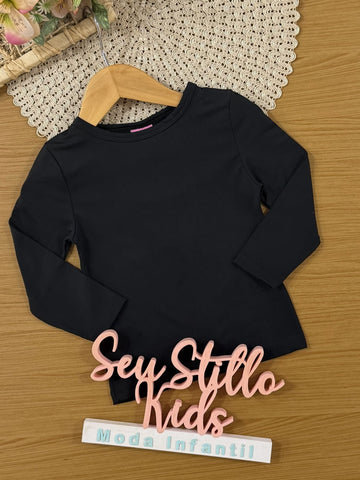 Blusa Infantil Cinti Inverno Manga Longa Térmica Preta