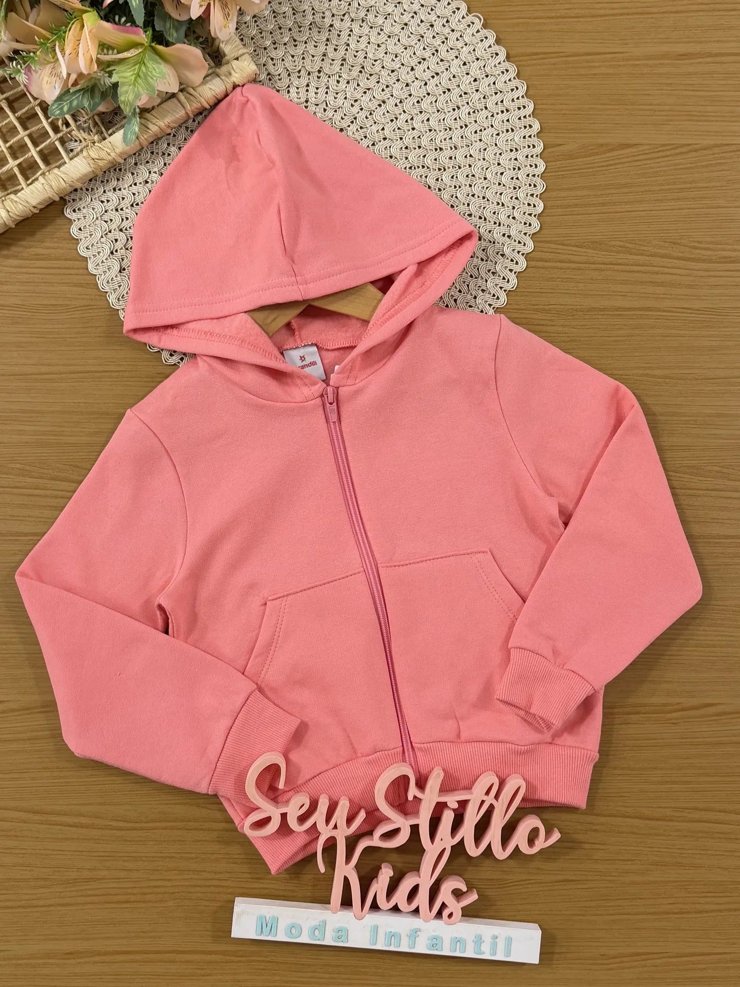 Moletom Infantil Brandili Menina Flanelado com Bolsos Coral