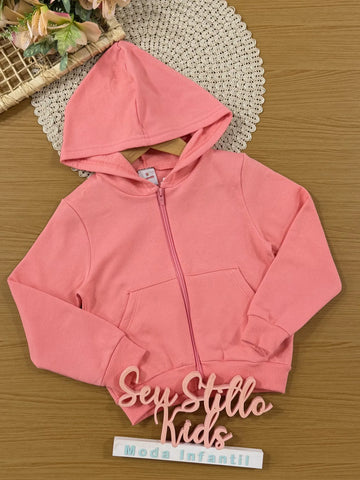Moletom Infantil Brandili Menina Flanelado com Bolsos Coral