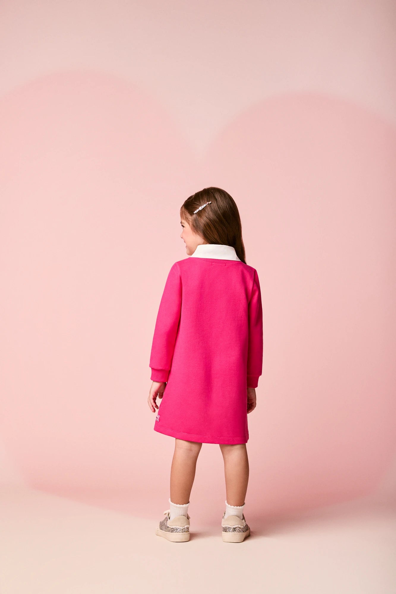 Vestido Infantil Momi Inverno Rosa Daisy Duck Lacinho Disney