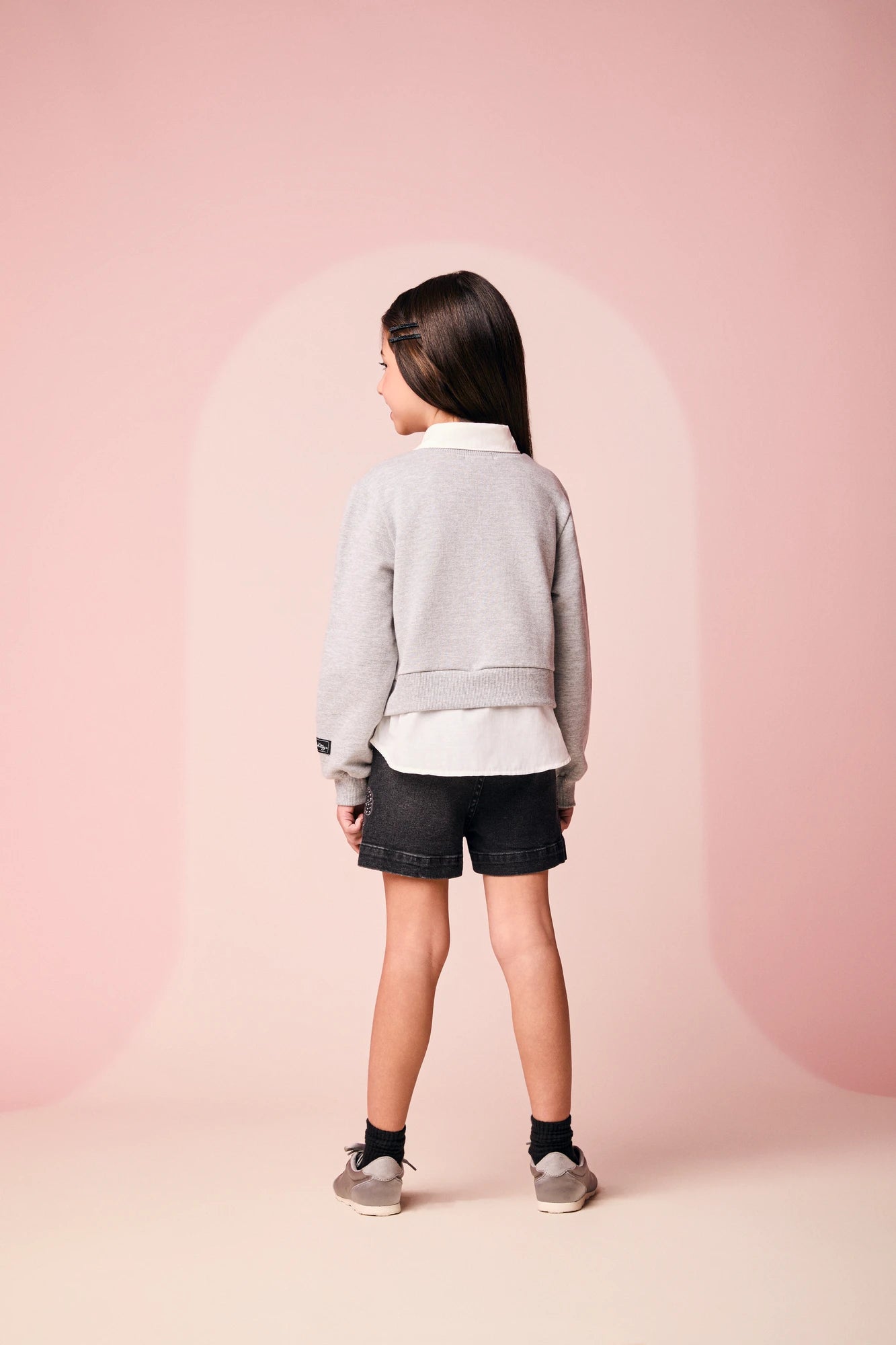 Moletom Infantil Momi Inverno sem Flanela Cinza Hello Kitty