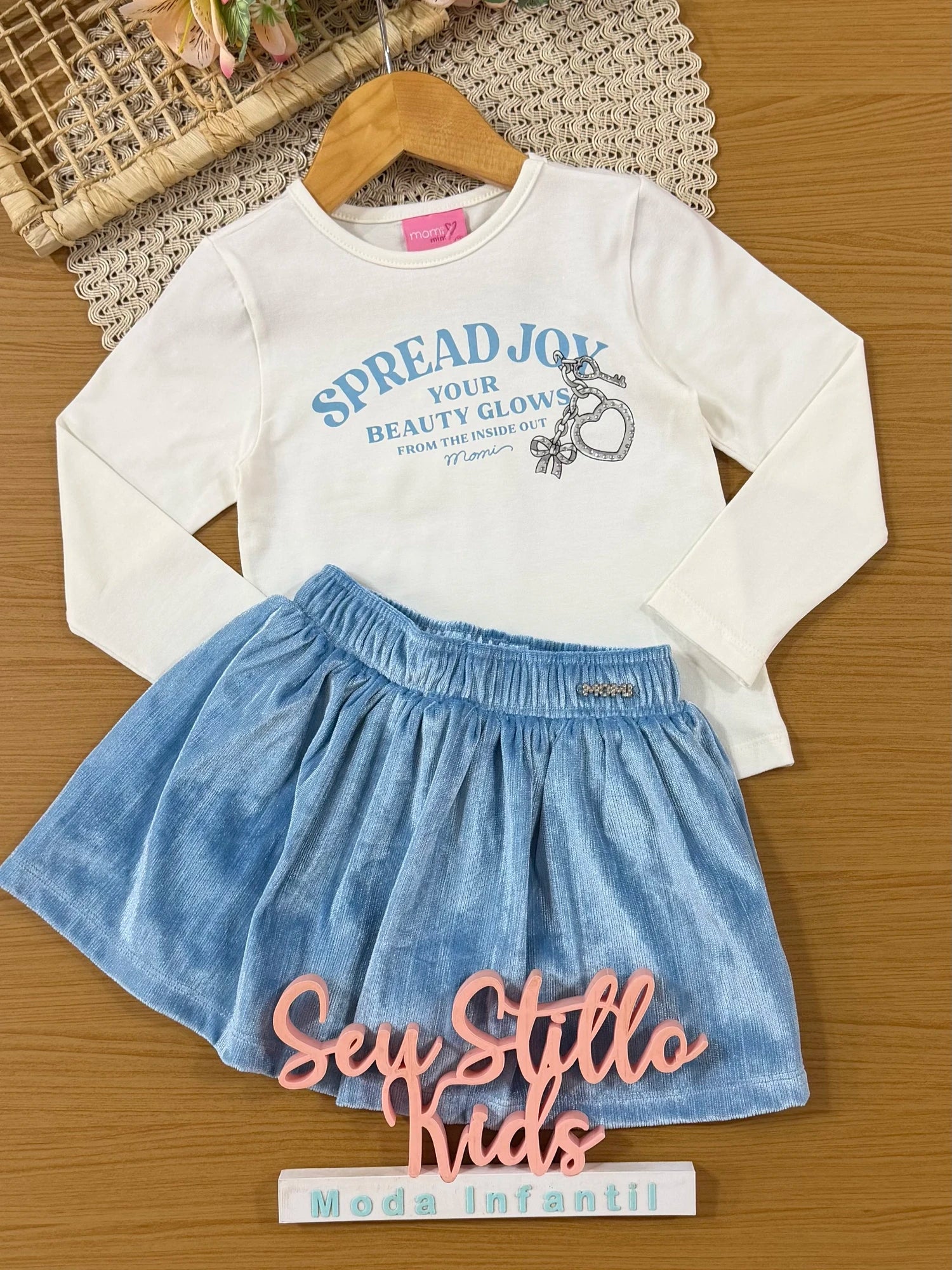 Conjunto Infantil Momi Inverno com Saia e Blusa Manga Longa Spread Joy