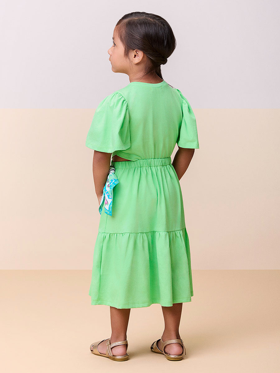 Vestido Infantil Momi Verão Verde Borboleta