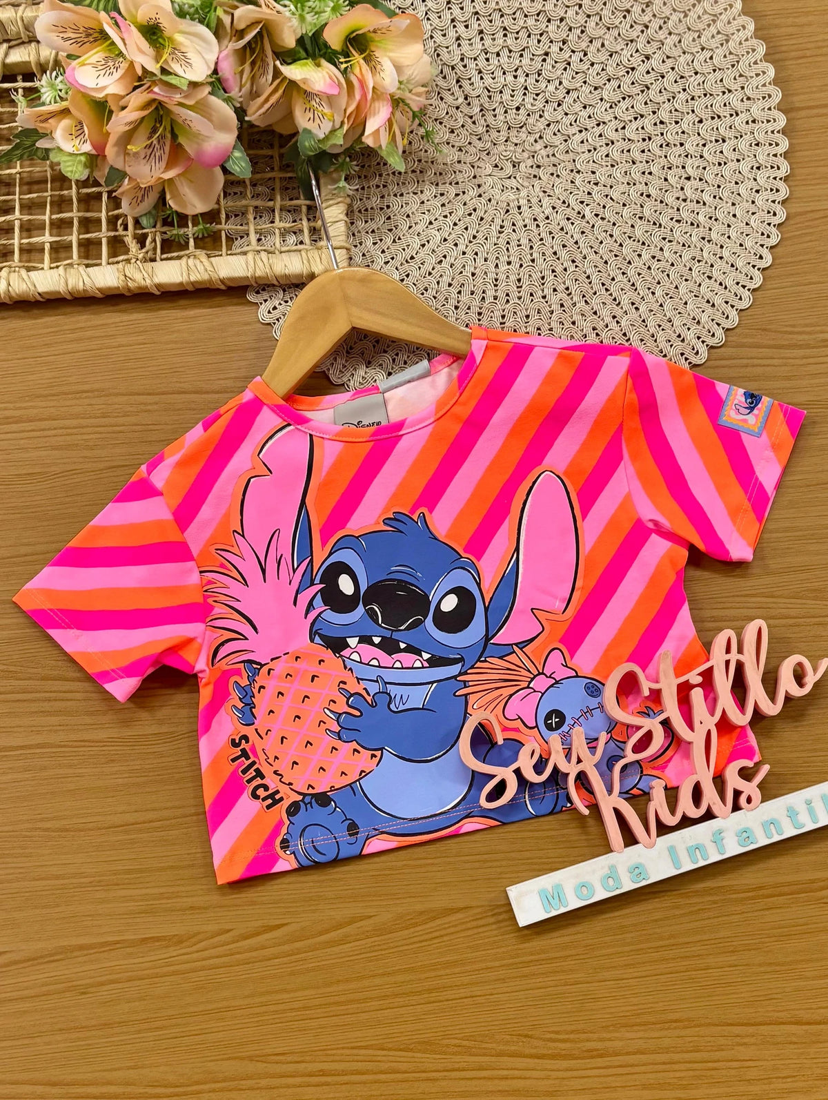 Blusa Infantil Menina Bimbi Colorido Stitch Disney