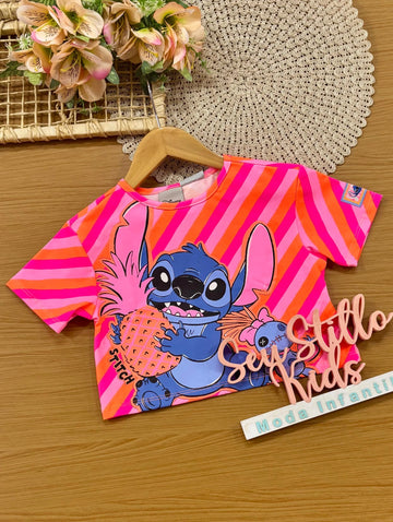 Blusa Infantil Menina Bimbi Colorido Stitch Disney