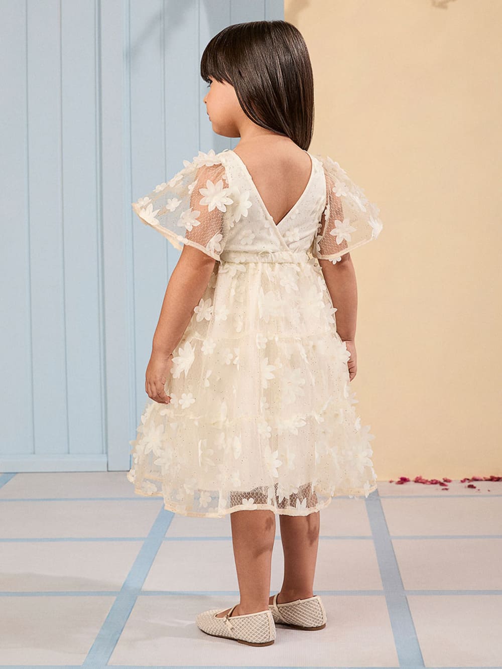 Vestido Infantil Animê Verão Tule Flores