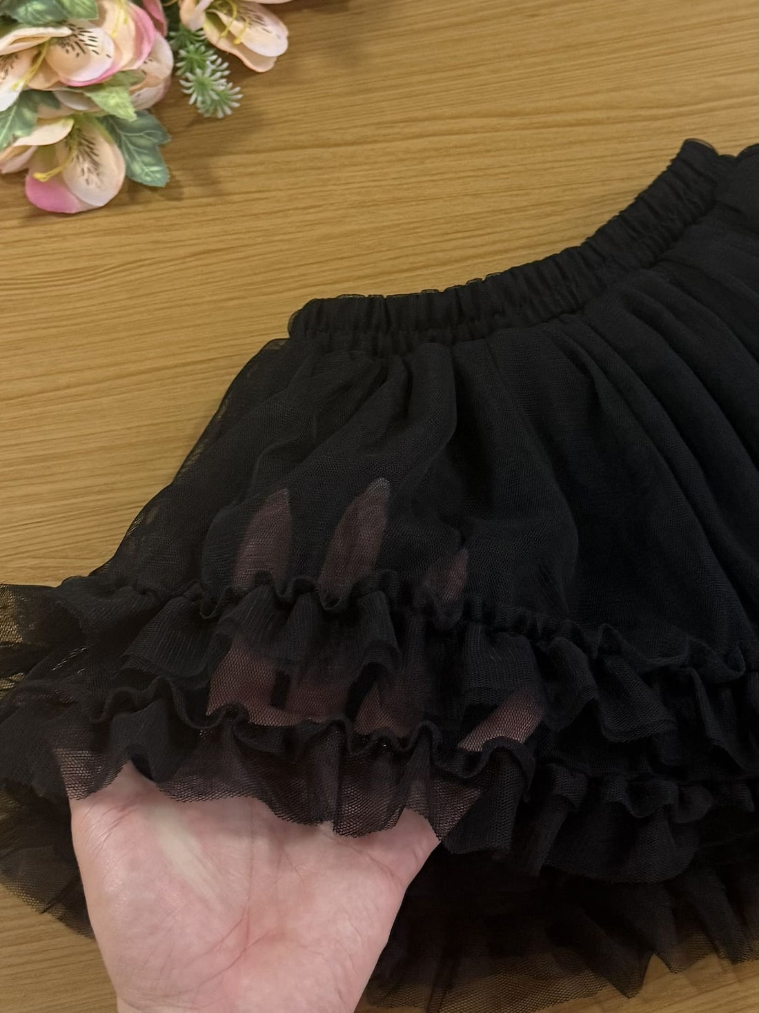 Saia Infantil Animê Inverno Preto Tule
