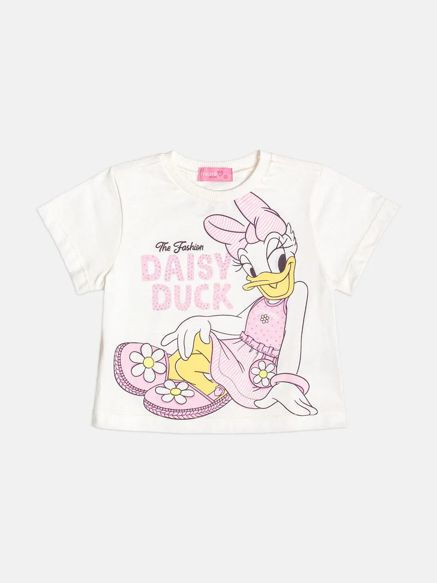 Conjunto Infantil Momi Com Shorts Rosa e Blusa Daisy Strass Disney