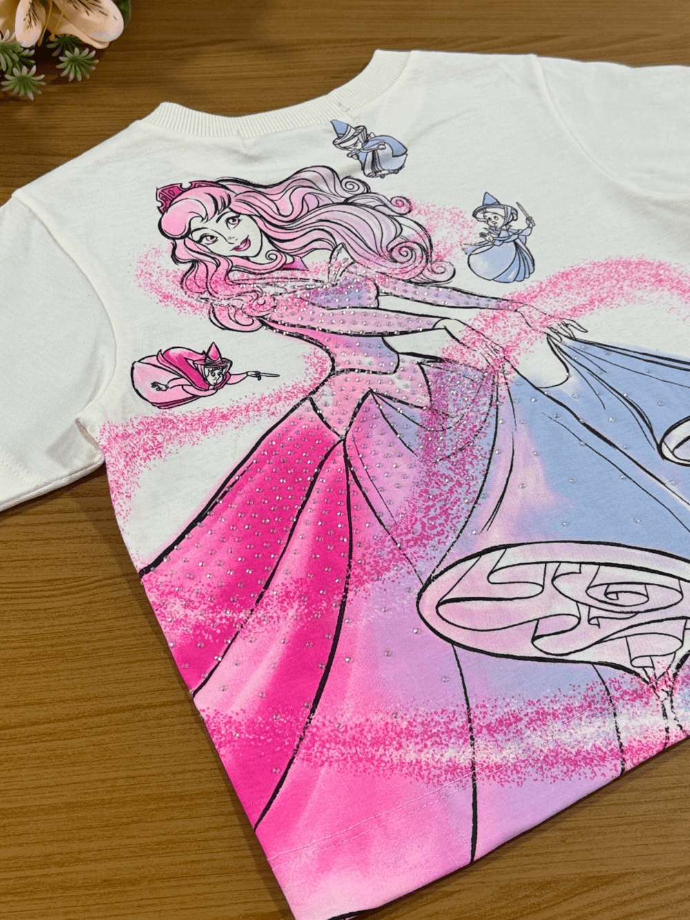 Blusa Infantil Animê Verão Princesa Aurora Disney
