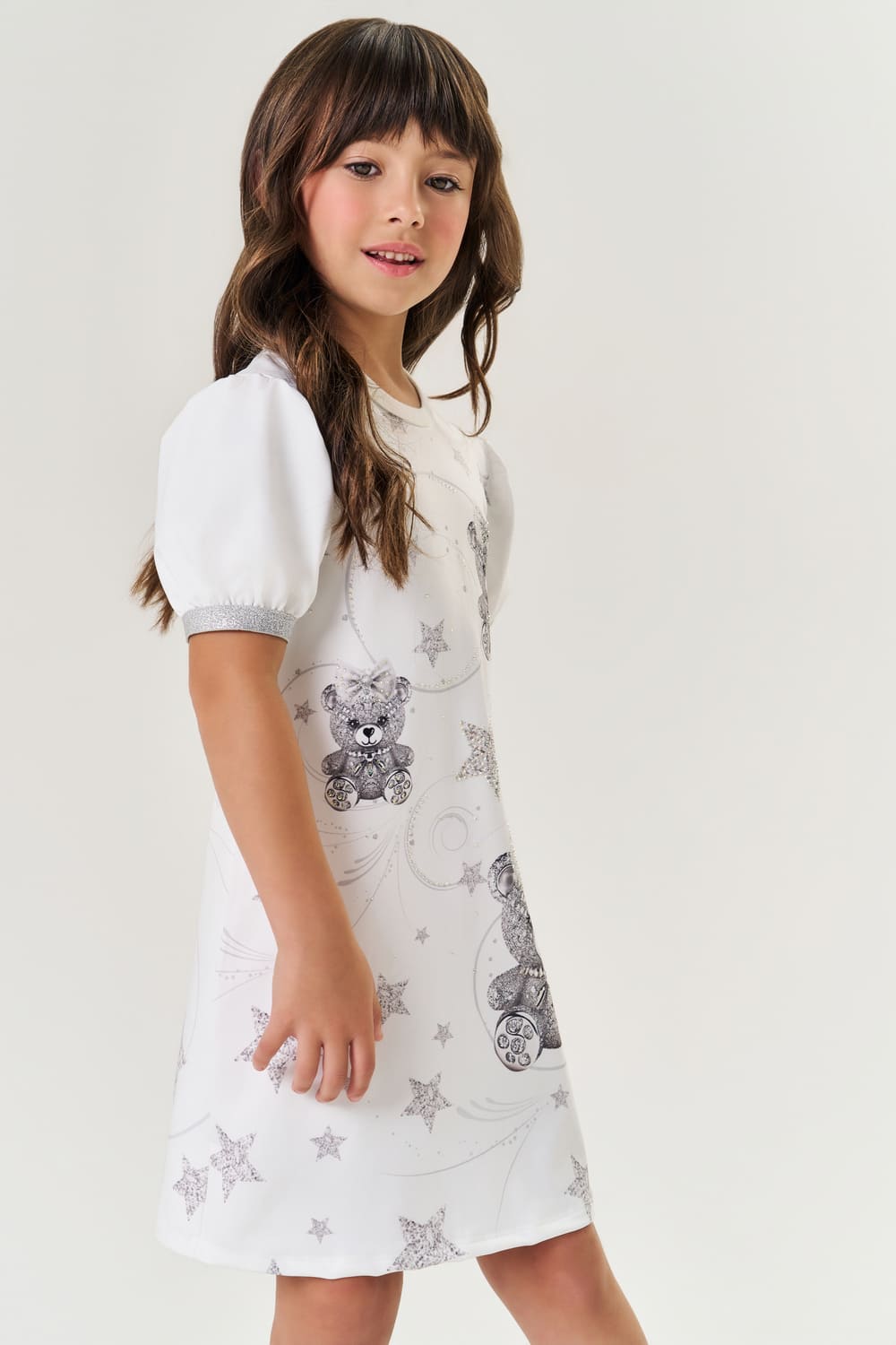 Vestido Infantil Cinti Verão Branco Ano Novo