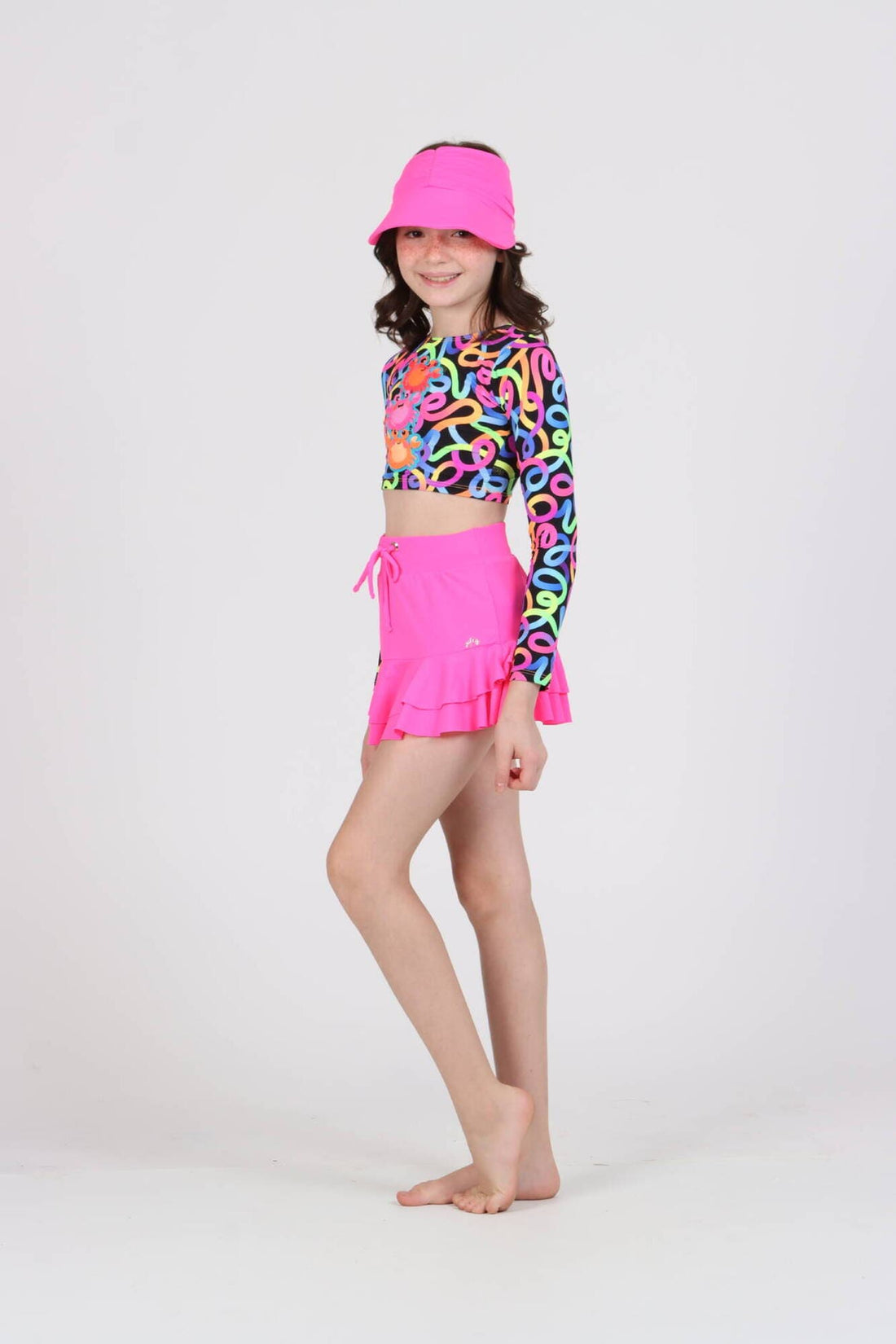 Saia Infantil Siri Kids Rosa Neon Julia Euforia 40064