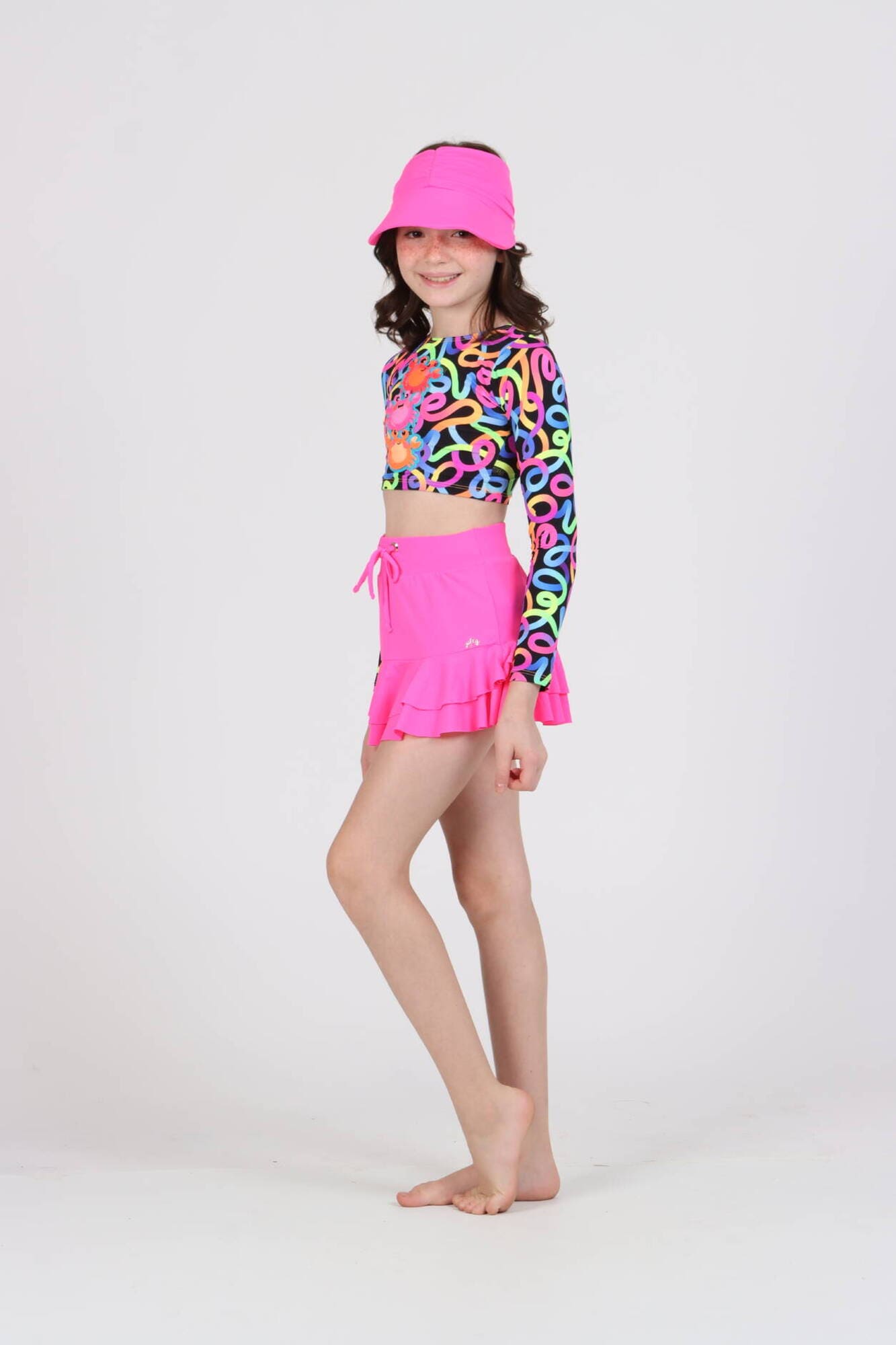 Saia Infantil Siri Kids Rosa Neon Julia Euforia 40064