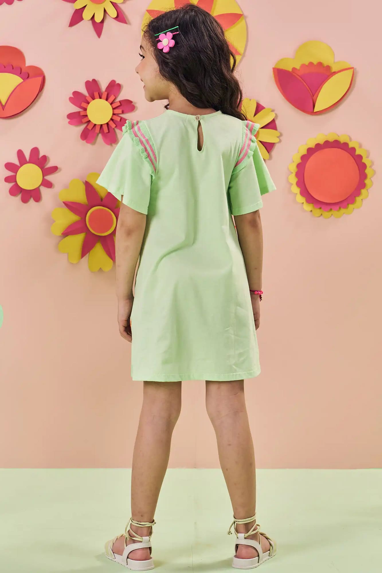 Vestido Infantil Kukiê Verão Verde Menininha Floral
