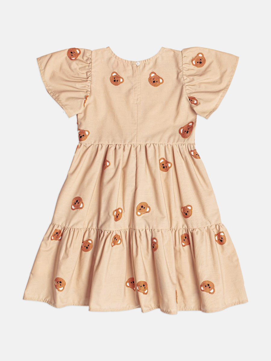 Vestido Infantil Momi Inverno Bege Ursinhos