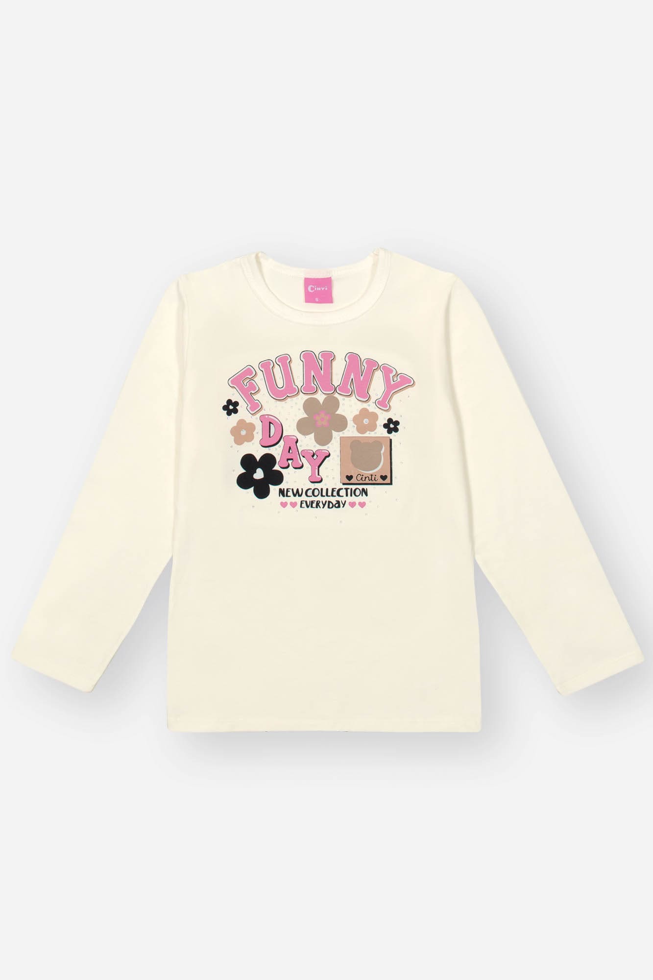 Conjunto Infantil Cinti Inverno Legging e Blusa Manga Longa Branca Floral