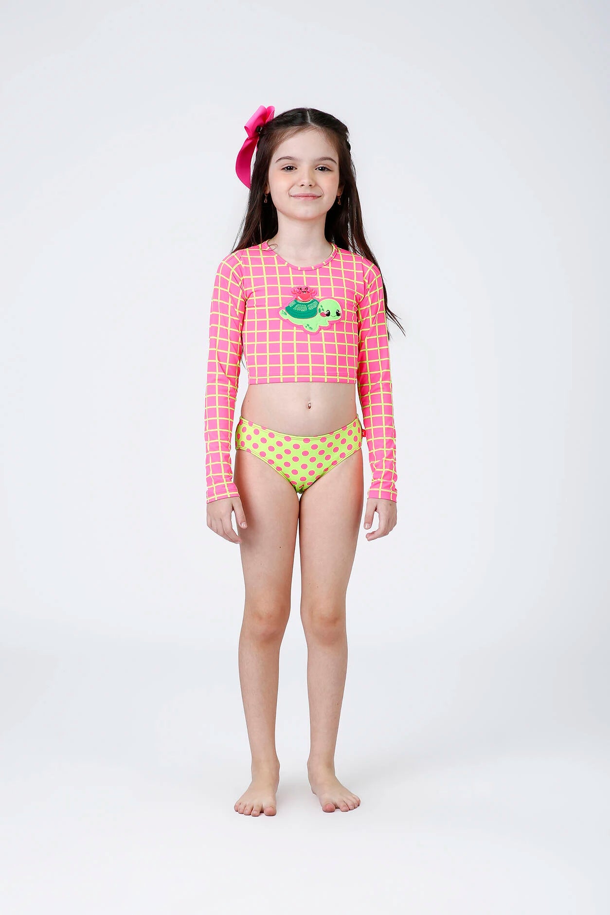 Biquíni Infantil Siri Kids Cropped Manga Rosa Lara Turtle 43242