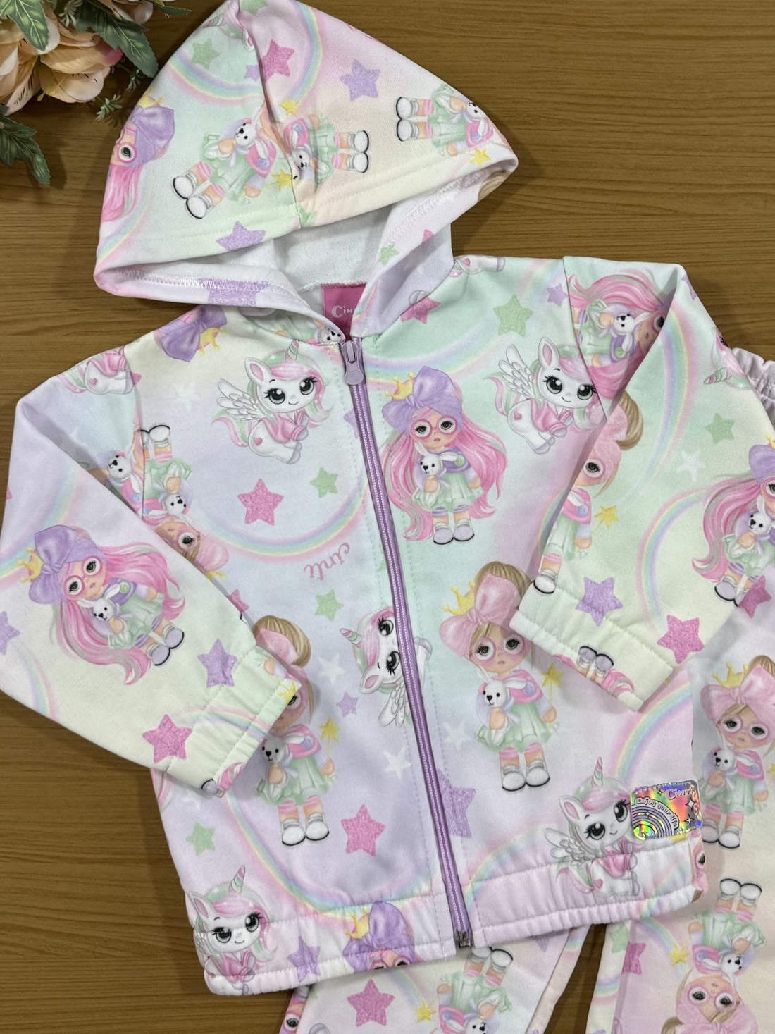 Conjunto Infantil Cinti Inverno Calça e Moletom Flanelado Brilhinho