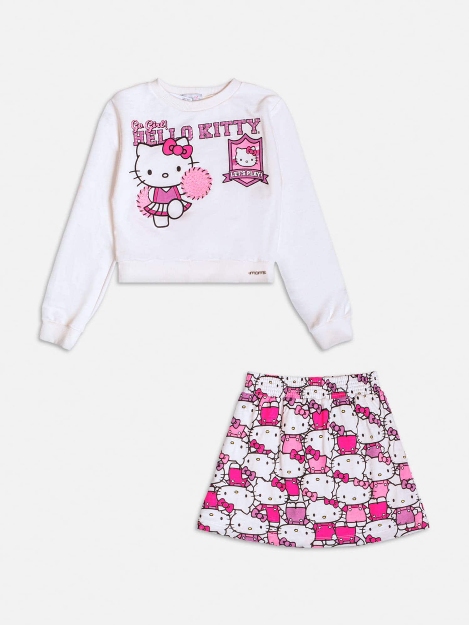 Conjunto Infantil Momi Inverno com Saia e Casaco Branco Hello Kitty