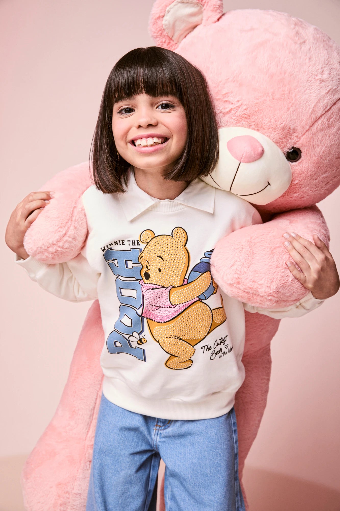 Moletom Infantil Momi Inverno Flanelado Branco Ursinho Pooh com Strass