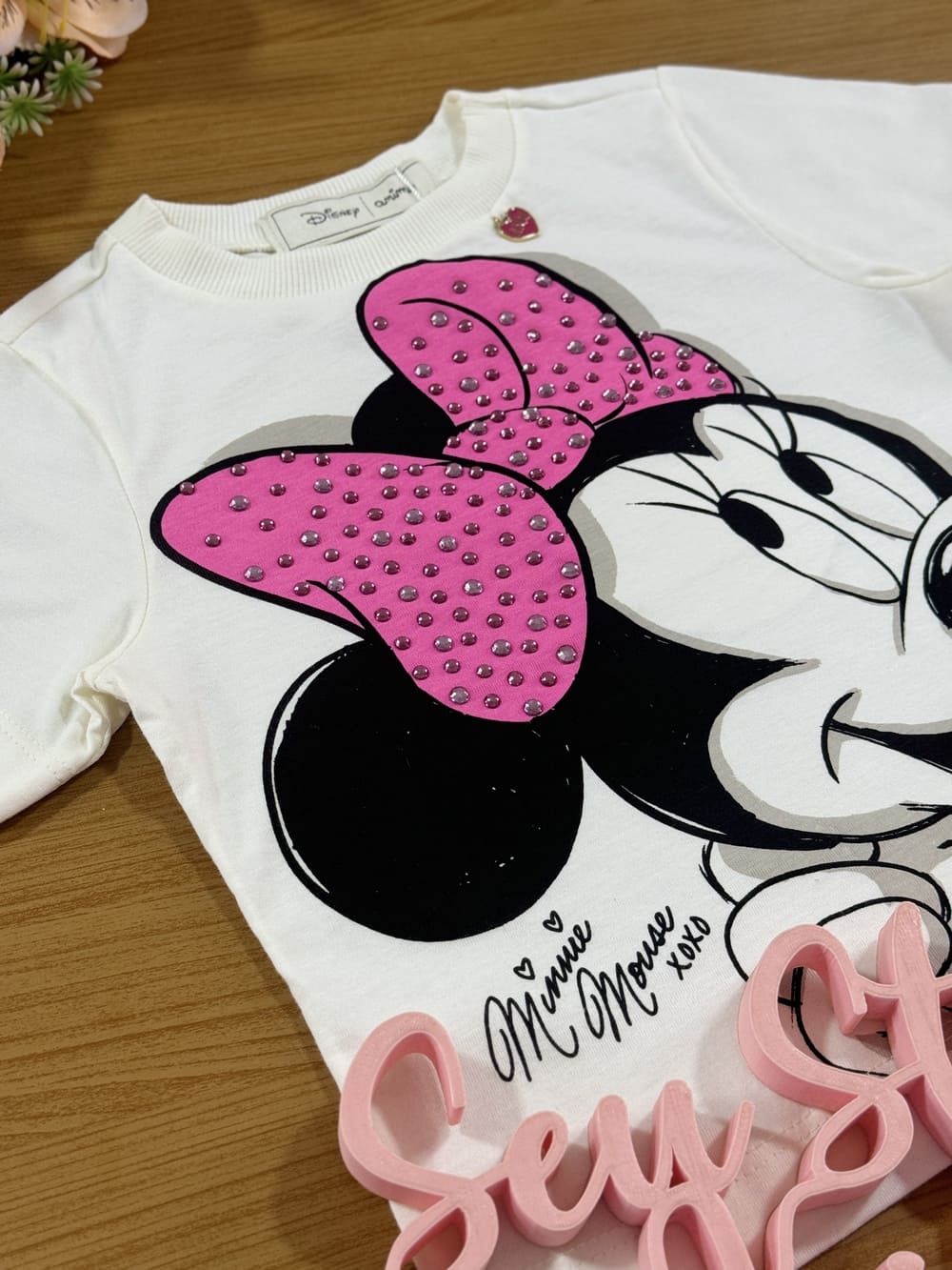 Blusa Infantil Animê Verão Minnie Rosa Disney