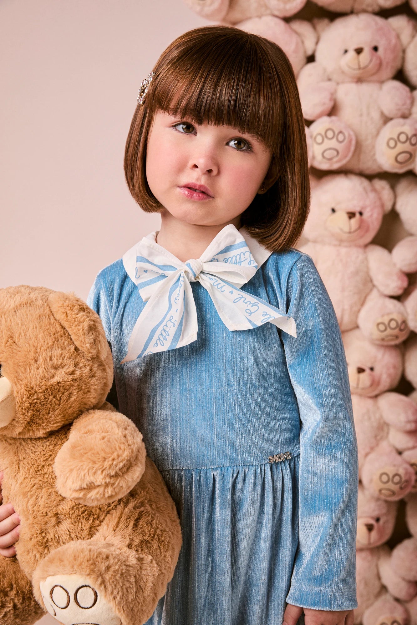 Vestido Infantil Momi Inverno Azul com Brilho