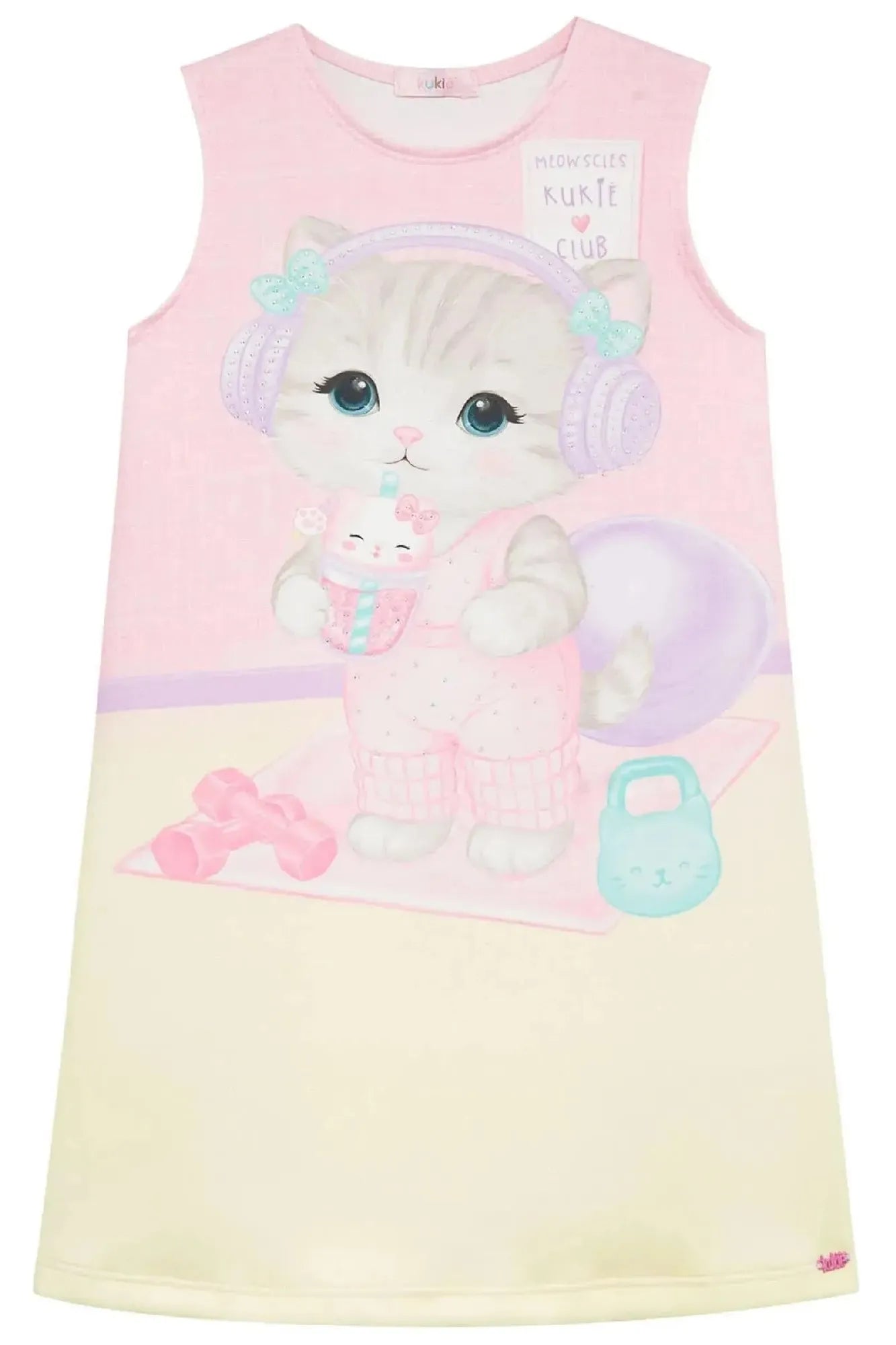 Vestido Infantil Kukiê Rosa Gatinha Fit