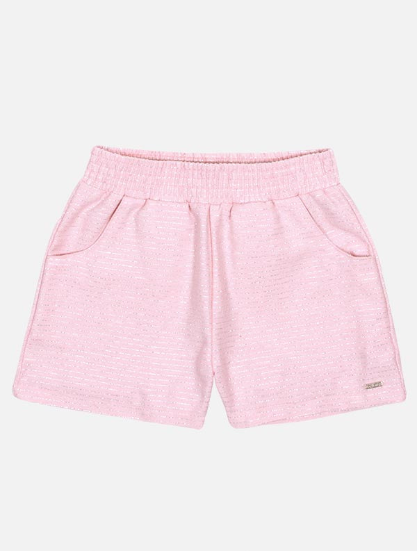 Conjunto Infantil Cinti Verão Shorts Rosa e Blusa Borboleta Glitter
