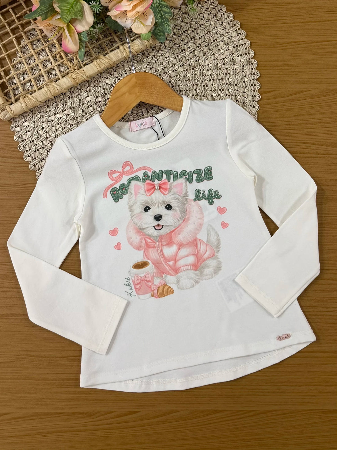 Conjunto Infantil Kukiê Inverno com Calça Legging Verde e Blusa Manga Longa Cachorrinha