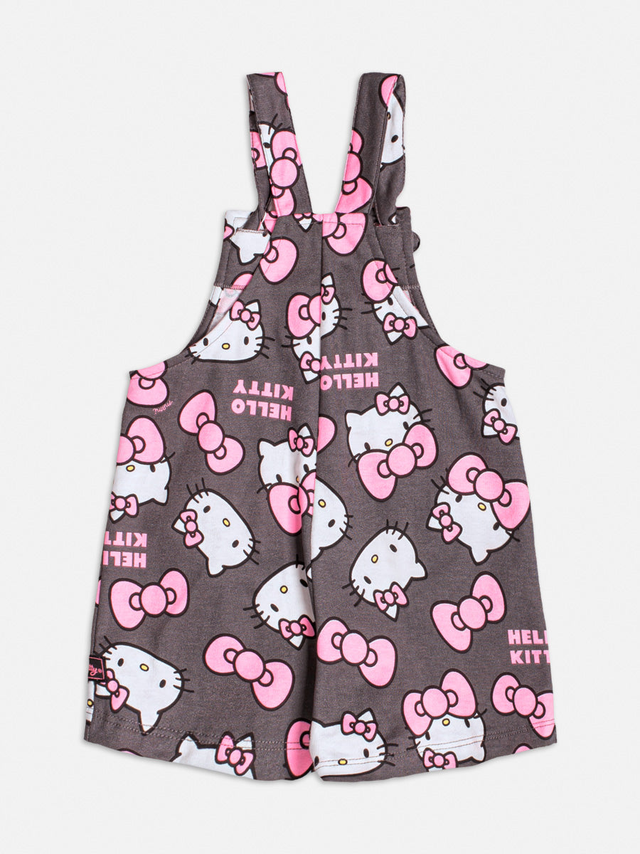 Jardineira Infantil Momi Cinza Hello Kitty