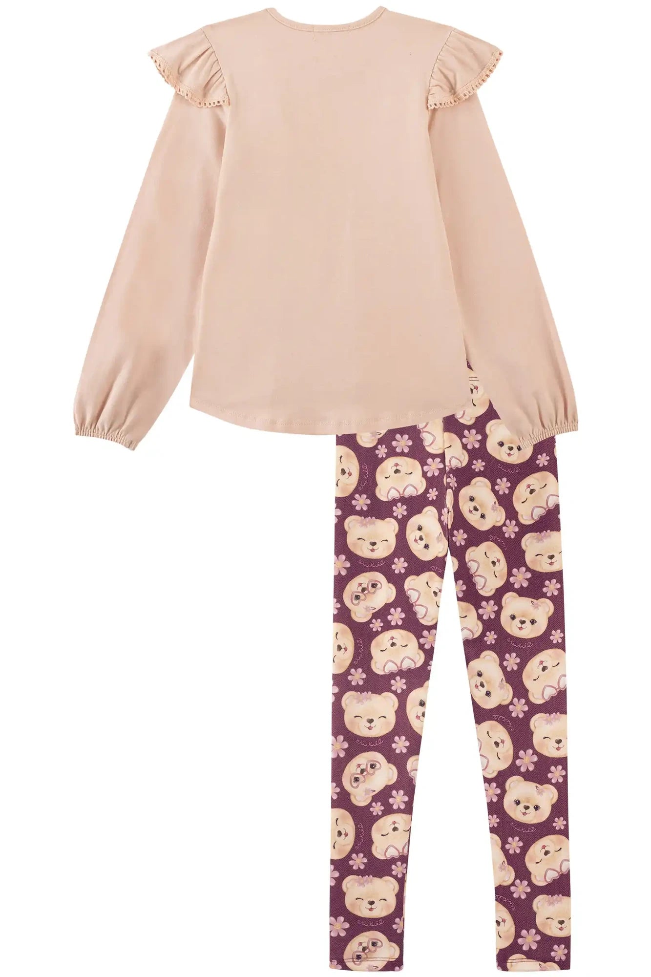 Conjunto Infantil Kukiê Inverno com Shorts e Blusa Manga Longa Ursinha