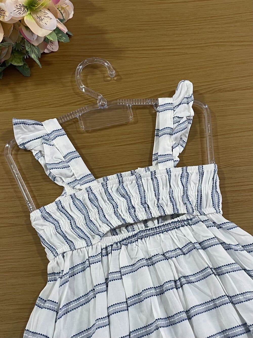 Vestido Infantil Catavento Verão Off White Listrado