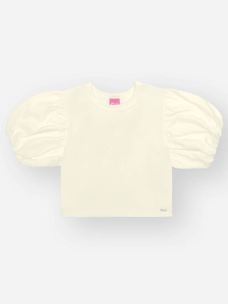 Conjunto Infantil Cinti Verão com Saia em Tule Florzinha e Blusa Branca