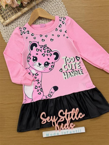 Vestido Infantil Cinti Inverno Rosa Oncinha