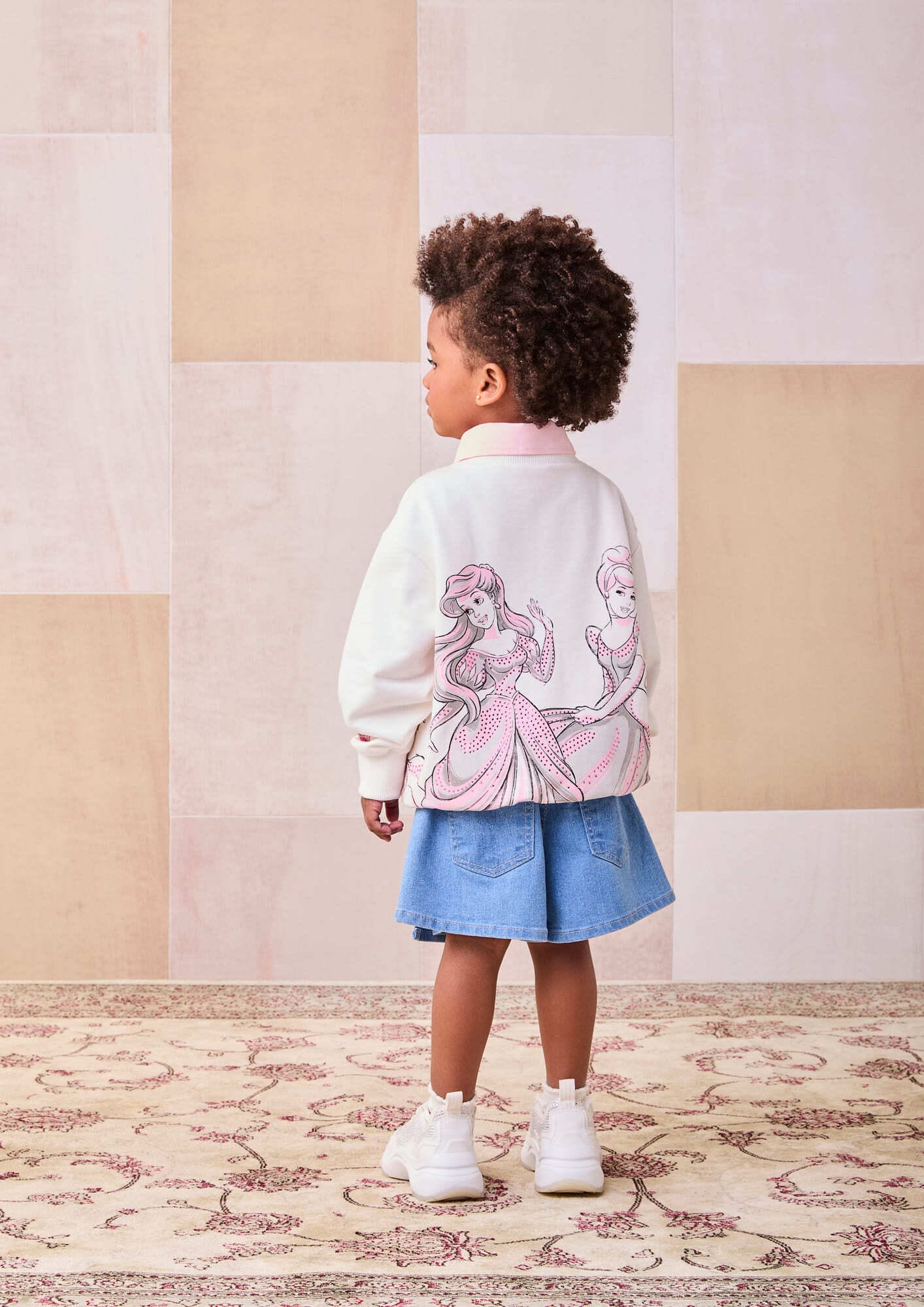 Casaco Infantil Animê Inverno Sem Flanela Branco Princesas com Strass Disney