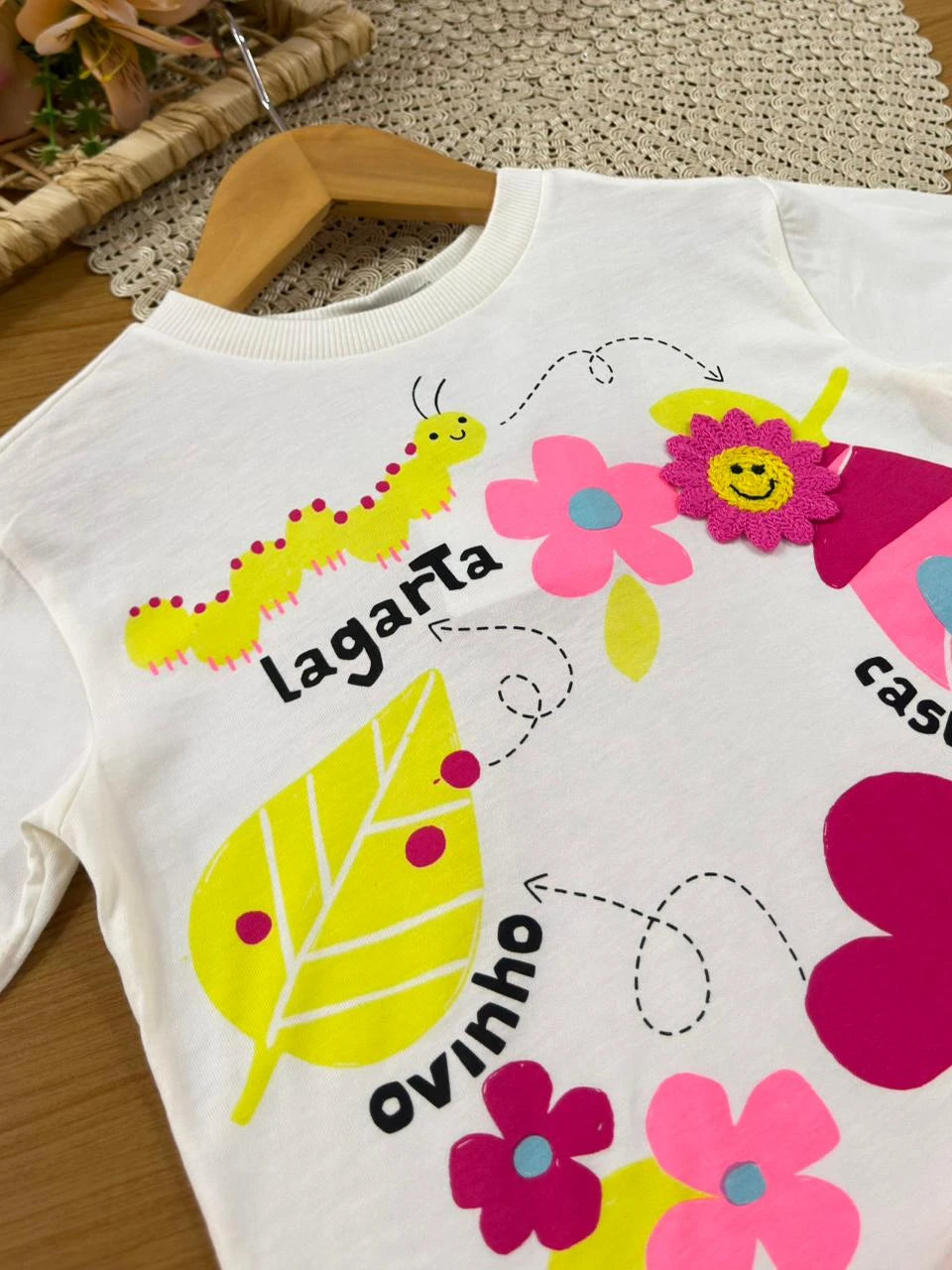 Blusa Infantil Menina Bimbi Branca Borboletinha Floral