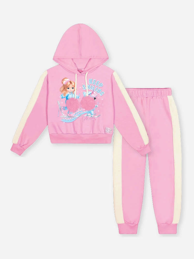 Conjunto Infantil Cinti Inverno com Calça e Moletom Flanelado Rosa Menininha e Unicórnio